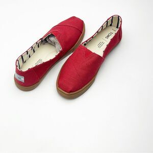 TOMS Red Brown Sole Slip On Shoes, Size 7.5